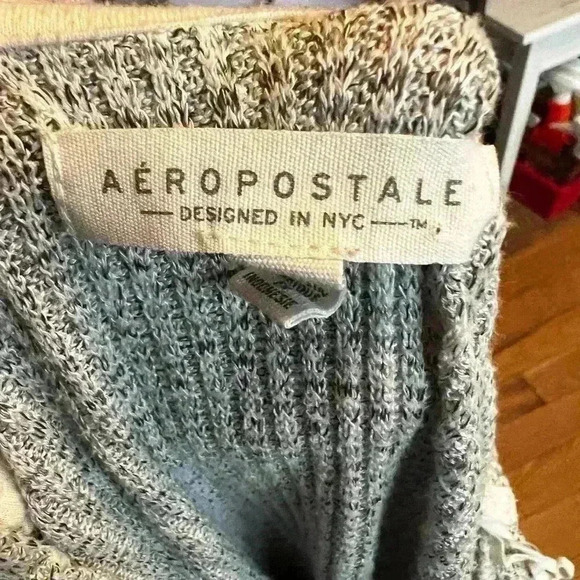 Aeropostale Women's Sz XS Lightweight Waffle Hooded Pullover Heather Gray - Picture 3 of 4